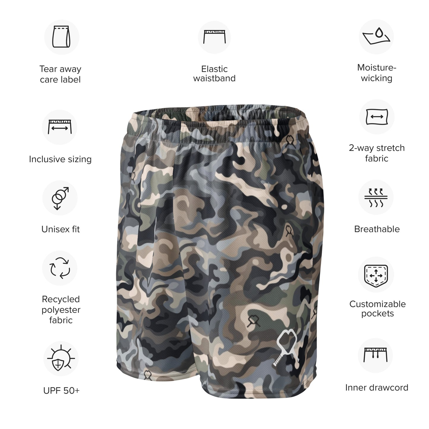 Mens camo mesh shorts